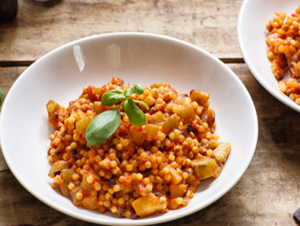 Fregola Sarda à la Tomate et aux Aubergines